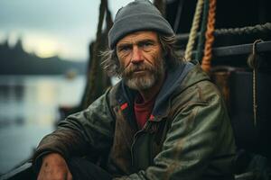 ai généré fermer photo de une pêcheur. génératif ai