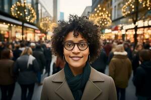 ai généré photo de une femme sur le rue