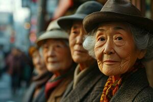 ai généré groupe de personnes âgées asiatique gens photo