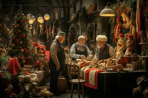 ai généré Noël marché vendeurs - génératif ai photo