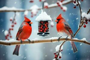 ai généré hiver des oiseaux - génératif ai photo