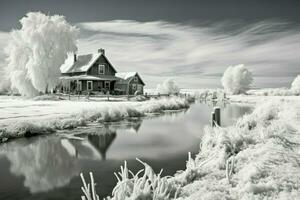 ai généré hiver ferme scènes - génératif ai photo