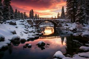 ai généré neigeux des ponts - génératif ai photo