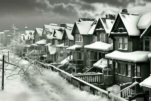 ai généré neigeux toits - génératif ai photo