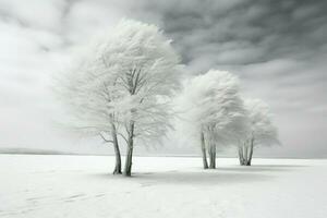 ai généré hiver venteux des arbres - génératif ai photo