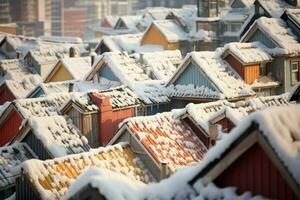 ai généré neigeux toits - génératif ai photo