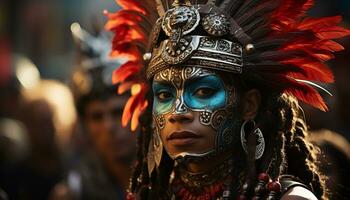 ai généré Jeune femmes dans traditionnel Vêtements souriant à le caméra, beauté parade généré par ai photo