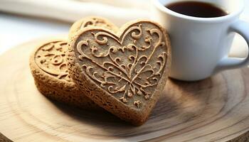 ai généré fait maison cœur en forme de biscuits symboliser l'amour et chaleur dans hiver généré par ai photo