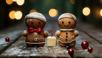 ai généré une de fête table avec fait maison biscuits, embrasé avec l'amour généré par ai photo