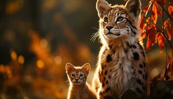 ai généré mignonne guépard chaton en marchant dans le africain savane généré par ai photo