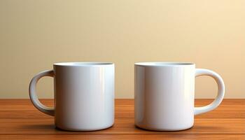 ai généré chaud boisson sur en bois tableau, café tasse proche en haut généré par ai photo