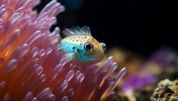 ai généré coloré poisson nager dans une magnifique sous-marin récif généré par ai photo