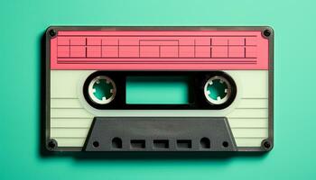 ai généré obsolète l'audio cassette en jouant sur vieux façonné stéréo généré par ai photo