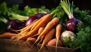 ai généré fraîcheur de la nature prime en bonne santé, biologique des légumes généré par ai photo