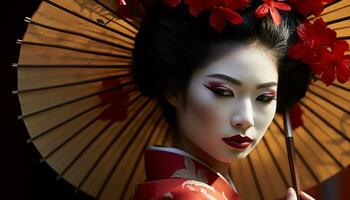 ai généré magnifique geisha incarne élégance et traditionnel Japonais culture généré par ai photo