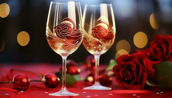 ai généré romantique fête, du vin verre, Champagne, élégance, luxe généré par ai photo