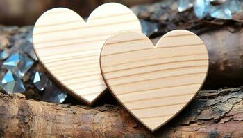 ai généré l'amour symbole, cœur forme ouvré de en bois planche généré par ai photo