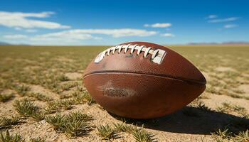 ai généré en jouant Balle en plein air sur herbe, américain Football saison généré par ai photo