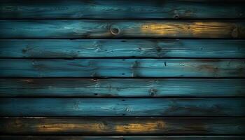 ai généré vieux patiné bois planche sur foncé table généré par ai photo