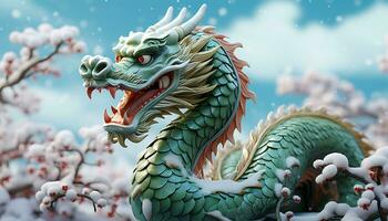 ai généré chinois dragon statue symbolise Puissance et spiritualité généré par ai photo