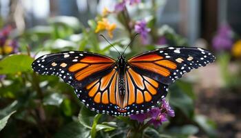 ai généré vibrant monarque papillon vitrines la nature élégance et beauté généré par ai photo