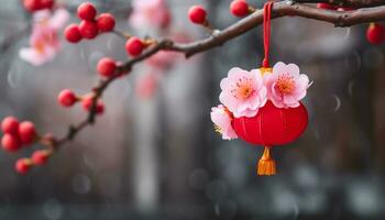 ai généré Cerise fleur arbre, symbole de beauté et fête généré par ai photo