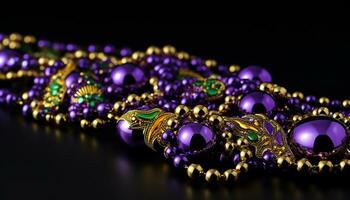 ai généré brillant or bijoux, décoration, violet gemme Collier généré par ai photo