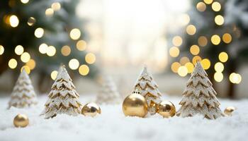 ai généré flocon de neige embrasé sur or Noël ornement décoration généré par ai photo