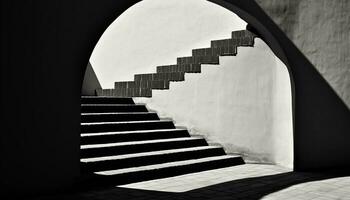 ai généré abstrait architecture, vieux pierre escalier courbes à l'intérieur généré par ai photo