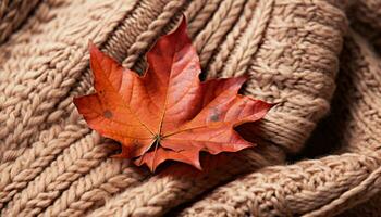 ai généré vibrant l'automne couleurs, érable feuille, chaud la laine Vêtements généré par ai photo