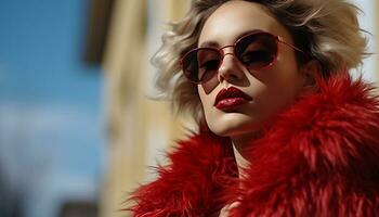 ai généré magnifique femme avec des lunettes de soleil dégage élégance et charme généré par ai photo