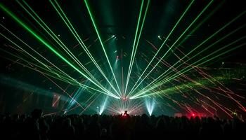 ai généré embrasé organiser, brillant lumières, dansant foule, vibrant vie nocturne généré par ai photo