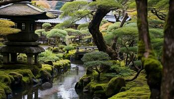 ai généré tranquille scène de une Japonais jardins beauté, généré par ai photo