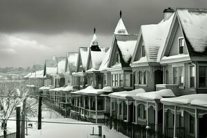 ai généré neigeux toits - génératif ai photo