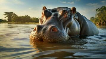 ai généré hippopotame haute qualité Contexte photo
