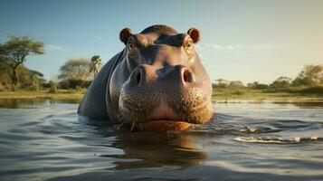 ai généré hippopotame haute qualité Contexte photo