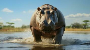 ai généré hippopotame haute qualité Contexte photo