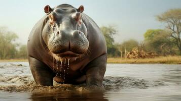 ai généré hippopotame haute qualité Contexte photo