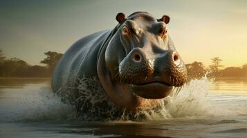 ai généré hippopotame haute qualité Contexte photo