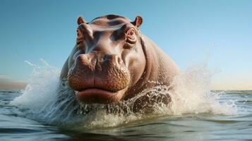 ai généré hippopotame haute qualité Contexte photo