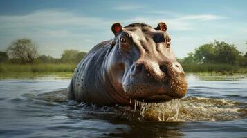 ai généré hippopotame haute qualité Contexte photo