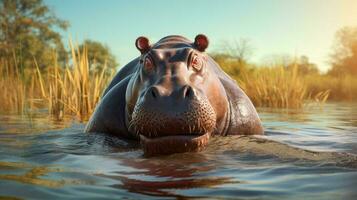 ai généré hippopotame haute qualité Contexte photo