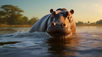 ai généré hippopotame haute qualité Contexte photo