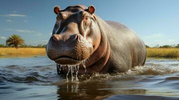 ai généré hippopotame haute qualité Contexte photo