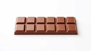 ai généré Chocolat bar sur blanc Contexte. cacao, sucre photo
