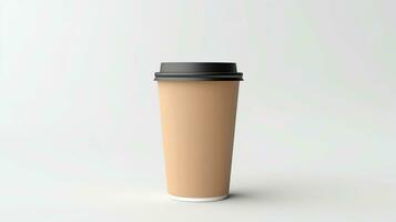 ai généré Vide prendre une façon kraft café tasse sur blanc Contexte photo