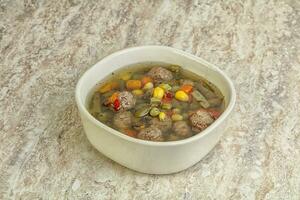 savoureuse soupe diététique aux boulettes de viande photo