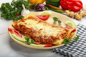 italien lasagne avec Viande et tomate photo