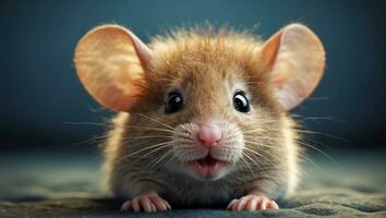 ai généré mignonne marrant duveteux Souris proche en haut photo