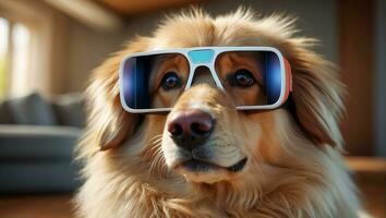 ai généré mignonne chien avec des lunettes à Accueil photo